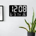 LED Digital Wall Clock with Remote Control, Large Display Calendar Wall Clock, Day/Date/Temperature Alarm Clock for Bedroom, Office, Living Room, Classroom, Gym. 