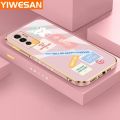 YIWESAN For vivo V23E 5G V23E 4G Case Fashion Words Rabitt Side Edge Pattern Luxury Plating Soft Silicone Protection Phone Cases. 