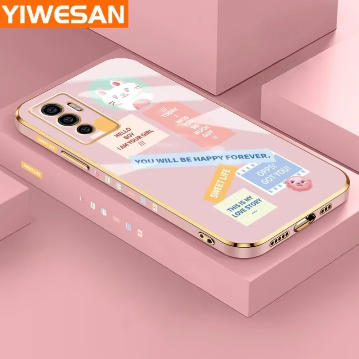 YIWESAN%20For%20vivo%20V23E%205G%20V23E%204G%20Case%20Fashion%20Words%20Rabitt%20Side%20Edge%20Pattern%20Luxury%20Plating%20Soft%20Silicone%20Protection%20Phone%20Cases%20-%20Image%206
