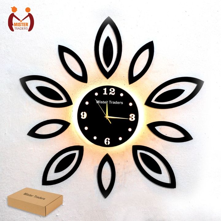 New Wooden Clock With Premium Light I The New Wooden Wall Clock Big Size I Wall Clock I Wooden Wall Clock I Wall clocks for bedroom I Wall Clocks for drawing room I Wooden Wall Clocks for bedroom