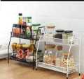 2 Tier Spice rack vegetable Stand Folding Metal Spice Rack for Kitchen Cabinet Bottle Organizer Holder for Kitchen Countertop Jars, Standing Shelf Seasoning Storage, Makeup, kitchen organizer and Bathroom Organizer. 