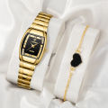 SKMEI X LIEBIG 【Buy 1 Get 3 Free】Original Relo Women's Waterproof Brand Gold Diamond Dial Elegant Temperament Casual For Formal Occasions Fashion Watch L8818. 
