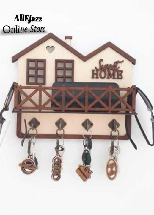 Wooden%20House%20shape%20Wall%20Mounted%20keychains%20and%20Mobile%20holder%20%7C%20Hanging%20our%20keys%7C%20-%20Image%204