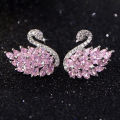 1Pair Fashion Swan Needle Earring Temperament Crystal Rhinestone Jewelry Podazz. 