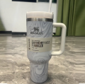 Imported 1180ml Stainless Steel Stanley Quencher 2.0 Tumbler Portable Thermos Cup with Leak Proof Lid and Straw, Large Capacity Car Cup Insulated Cup, for Hot and Cold Beverages Original Stanley Tumblers for Girls Stylish Marble Tumblers. 