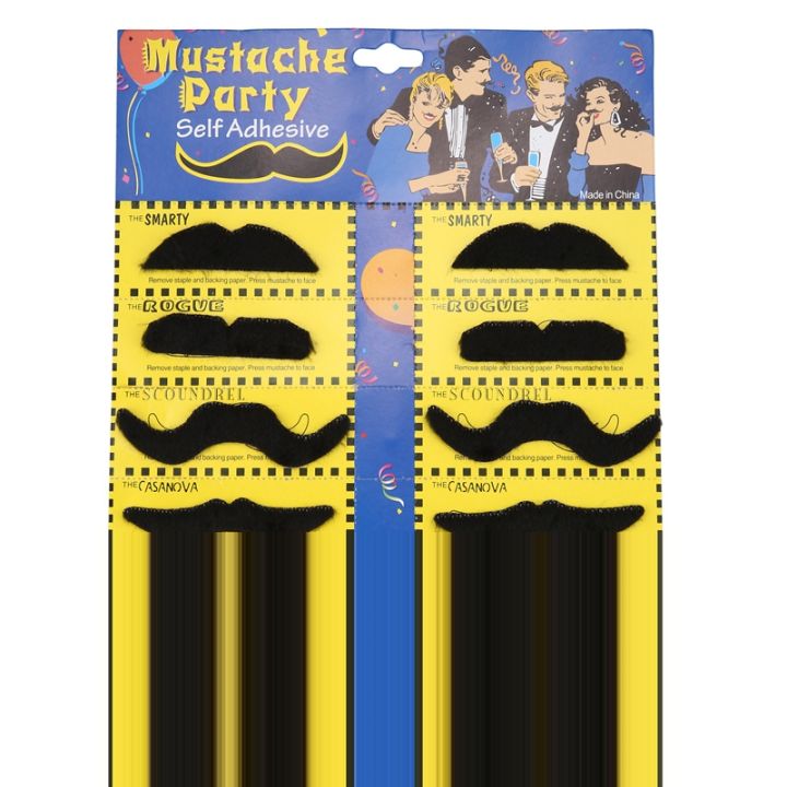 【linfang store】（NEW）12 Self Adhesive Assorted Moustache / Mustache Set Fancy Party Stylish