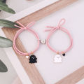 2Pcs/Set Ghost Braided Bracelet For Lovers Long Distance Heart Magnet Couple Bracelets Friendship Fashion Jewelry Gift. 