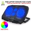 Laptop Cooling Pad Dual Fan With RGB Lights - Cooling Stand 1 / 2 / 4 / 6 Fan With Mobile Stand & Adjustable Speed & Light Button With 7 Gear To Adjust Height - For Upto 20" Laptops - USB Powered Connection. 