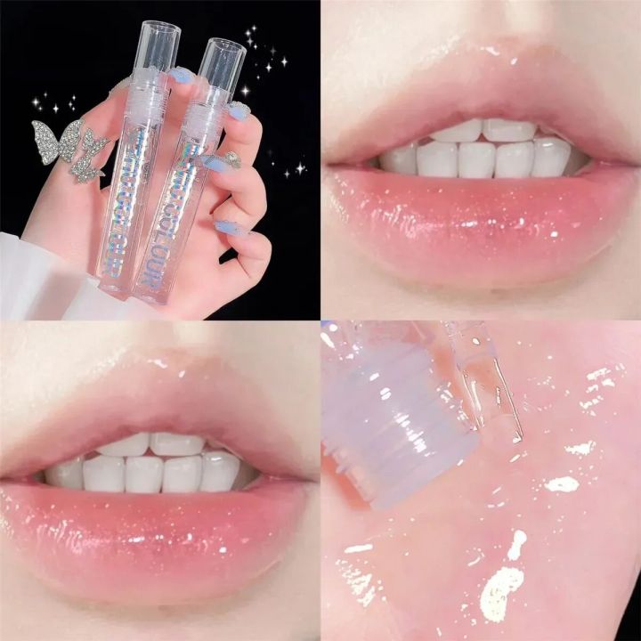 Iruriuiyt Glitter Mirror Water Lip Gloss Transparent Moisturizing Lip Oil Liquid Lipstick Plumping Lip Tint Makeup Korean Cosmetics