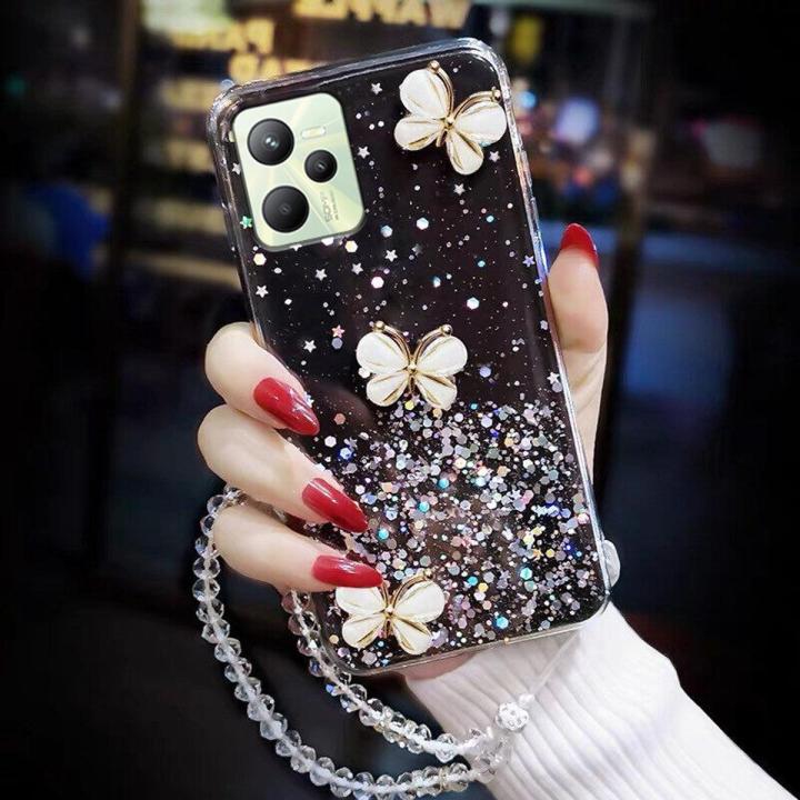 COROGI for Realme C35 Back Cover with Crystal Wrist Strap Luxury