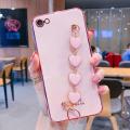 For iPhone 6s Plus / iPhone 6 Plus Back Cover with Love Heart Chain Wrist Strap Fashion Bracelet Shiny Plating Bumper Protective Case Silicone Shockproof Mobile Phone Cases. 
