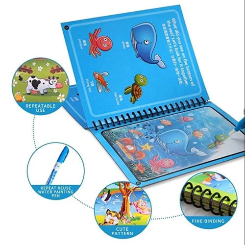 Only Magic Water Book - ( Toys Magic Water Bookand LCD Writing Tablet ) Set Best Gift to your kid - Reusable Doodle Book with Pen and Single Color Erasable, Educational Drawing Pad for Kids to Learn Art Skills.