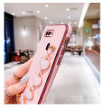 For OPPO A5s Back Cover with 3D Love Heart Wristband Chain Fashion Bracelet Shiny Plating Phone Case Soft Silicone Bumper Protective Cover. 