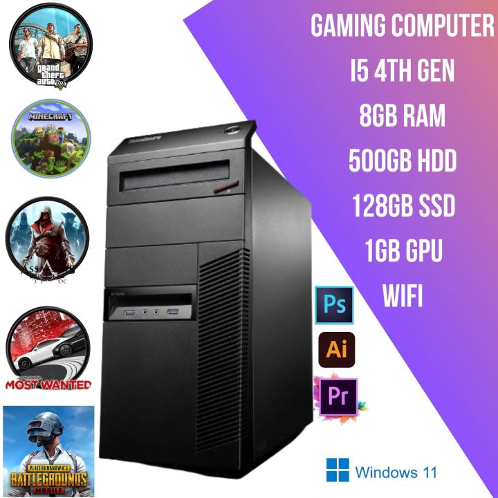 Gaming PC i5 4th Gen, 8GB RAM, 500GB HDD, 128GB SSD, 1GB GPU, WiFi