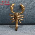 Solid Brass Scorpion Mini Statue Handmade Car Key Chain Ornaments Crafts Copper Vintage Miniatures Figurines Desk Decoration. 