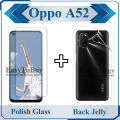 Oppo A52 Tempered Glass Polish Screen Protector + Back Jelly Protector Clear Soft Film Protection Hydrogel For Oppo A52. 