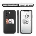 Jizetin for OPPO F19 Pro / A94 / Reno 5F / Reno 5 Lite Back Cover Cute Bare Bears and Cone Multicolor Liquid Silicone Phone Case Soft Square Lens Protection Phone Cases. 