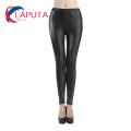 Pencil Solid Color Faux Leather Skinny Pants Women Trousers. 