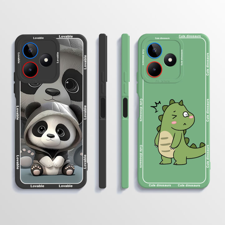 For Realme Note 50 Case RMX3834 Cute Panda Dinosaur Liquid Silicone TPU Soft Cover For OPPO Realme Note 50 Note50 Capas Fundas