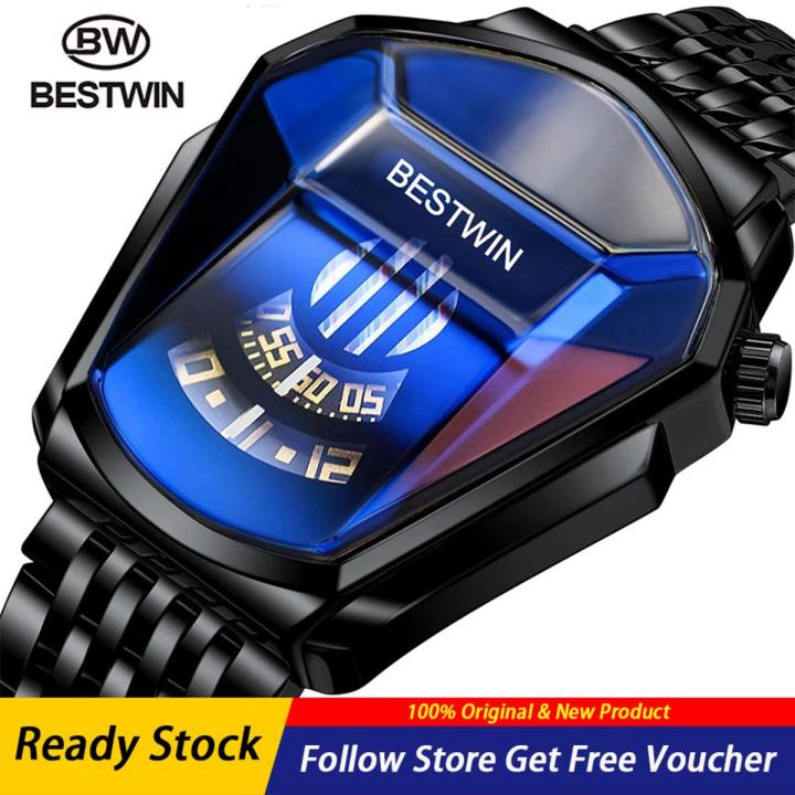2022 BESTWIN Men Watches Luxury Brand Sport Military Watch Men Gold Stainless Steel Quartz Waterproof Wrist Watches Clock Gifts