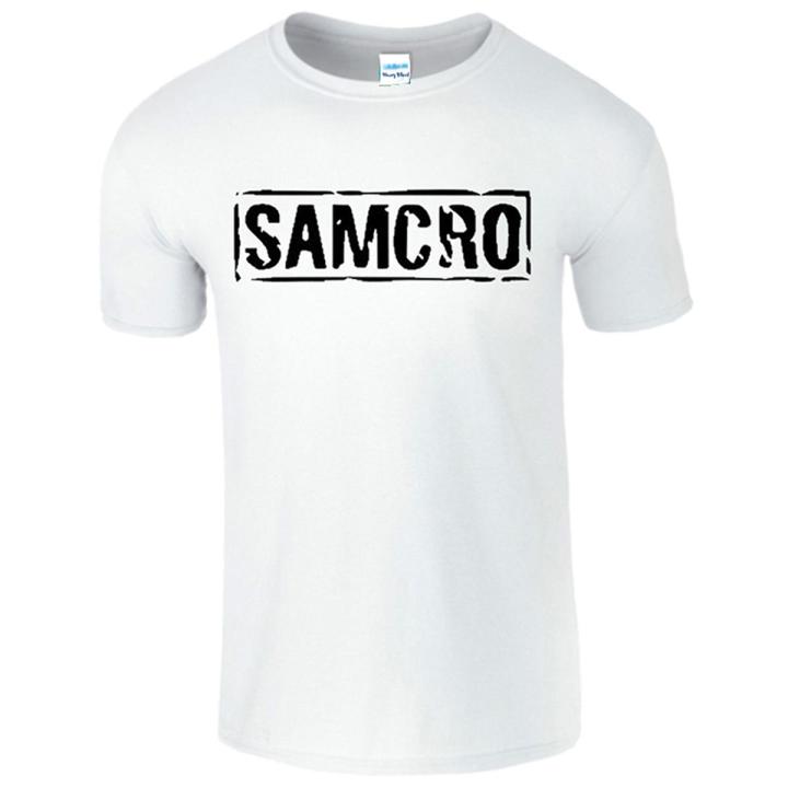 White New Printed Samcro Sons Of Anarchy Mens T Shirt