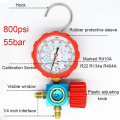 800PSI Refrigerant Manometer Air Condition Pressure Gauge Manometer Valve Manometro for R410A R22 R134A R404A. 