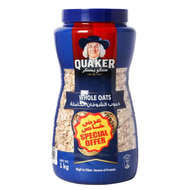Quaker Whole Oats Plastic Jar , 1 kg