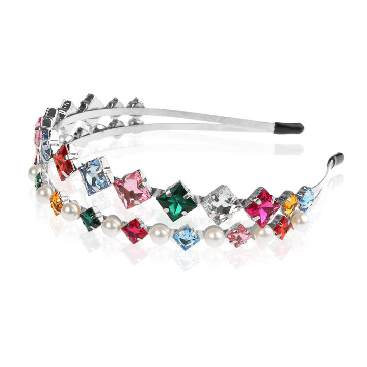 【ALLGOOD】Colorful Gem Baroque Headbands For Women Diamond Hair Accessories Pearl Headband for Girls Crown Flower Hairbands Head Wrap