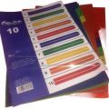 ELITE 10 DIVIDERS FOR BINDERS SEPERATORS OFFICE FILES SET (1 PACK 10 PCS) PLASTIC filing. 