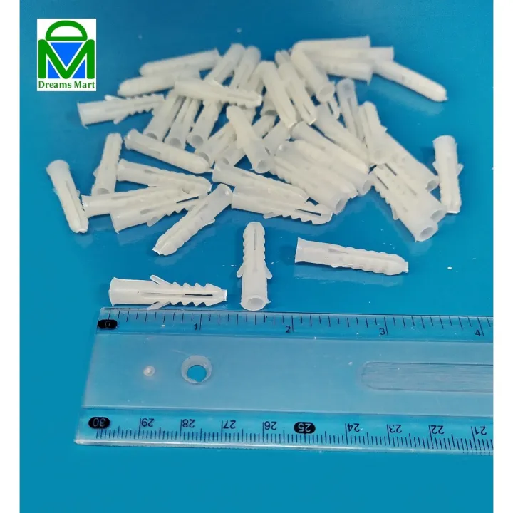 DreamsMart%20Pack%20of%2020pcs%20No#12%20/%2016%20White%20Plastic%20Wall%20Plugs%20Gitti%20Roll%20Rawal%20Plugs%20Wood%20Concrete%20Screw%20Flat%20Nails%20Plugs%20-%20Image%202