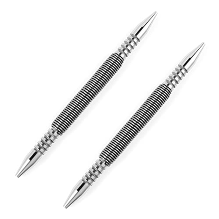 Dual Head Nail Setter Punch Tool Set - 2pc Spring Loaded Hammerless Nail Setters For Door Hinge Pins & Finishing Work