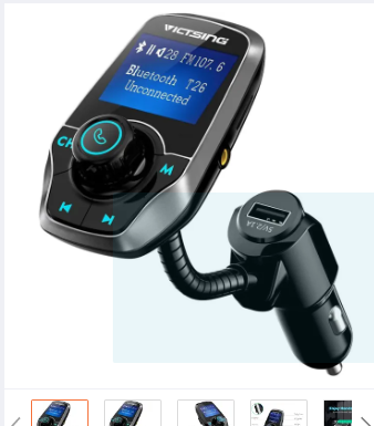 VICTSING Upgraded Bluetooth FM Transmitter for Car, Power Off Switch, Music Player Support USB Flash Drive/Micro SD Card/AUX Input, Wireless Radio Transmitter with 1.44'' Display, Dual USB