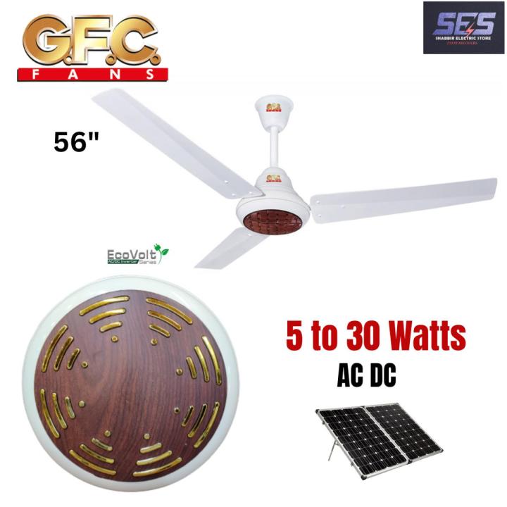 GFC Fans Ceiling Fan AC DC 30 Watts Supreme Model 56'' Copper Winding Solar fan eco lite series energy saver