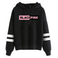 Black pink pullover fleece hoodie for women. 