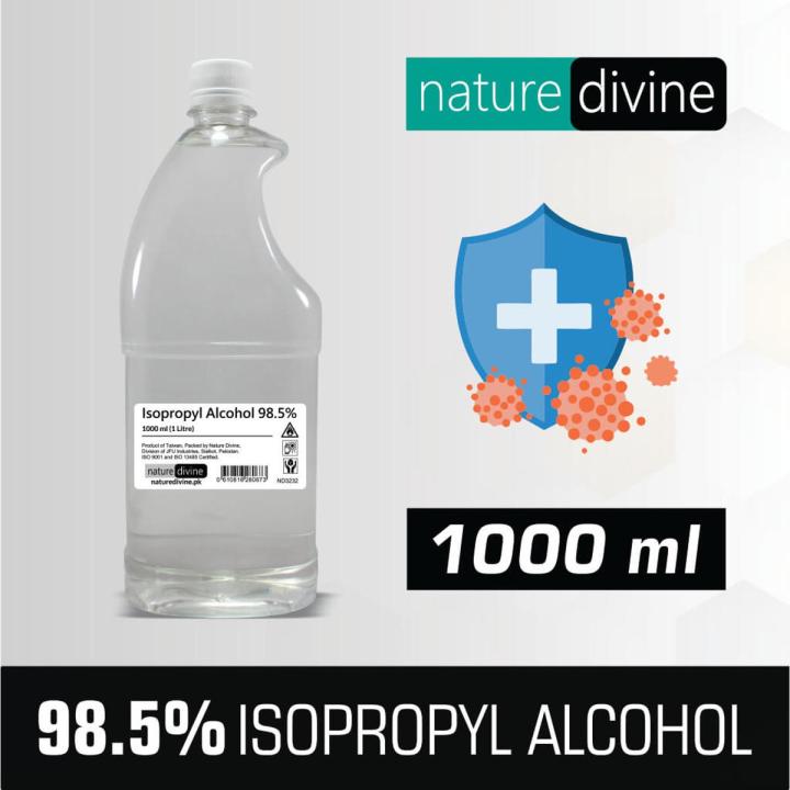 1000 ml (1 Litre) Nature Divine 98.5% Isopropyl Alcohol, IPA Rubbing Alcohol, Hand Rub and General Purpose Antiseptic Disinfectant