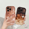Wavy Curved Edge Case For Realme C55 C25 C11 C12 C17 5 5i 7i 6i 5s C21Y C35 C25Y C31 C20A C20 C25s C15 C30 C21 C33 C3 Cute Cartoon Bear Gradient Coffee Donuts Soft Case. 