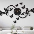 DWU Fancy Wall Clock With butterflies,3D Wooden Cnc Laser cut design decoration piece item for home, living room ,shops, offices and for gifts. 