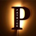 Personalized LED Wall Lamp 26 A-Z Letters Alphabet with Custom Name Wood Nightlights for Children Kids Baby Bedroom Home Decor Wooden Customized Decorative Lamp LED Night Light Lamp-Birthday & Anniversary Gift LAMP. 