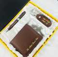 CUSTOMIZE BROWN LEATHER NAME  WALLET FOR MEN , KEYCHAIN & PEN (PERFECT GIFT TO SEND YOUR FATHER , HUSBAND , FIANCE OR ANY ONE). 