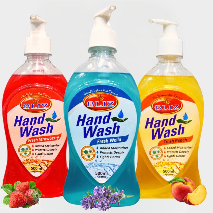 B Bliz Fruity Trio Handwash Pack: Strawberry, Peach, and Wella, 450ml Each