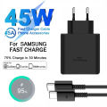 Original 100% Samsung 45W 2.0 Super Fast Charger with Type C to Type C Cable (Global Certified Charger) Pd Charger For all Mobile Phone S24+, S8 Ultra, Note20 Ultra,S24 Ultra, Note10 Plus, S22 ultra Galaxy S10 / S10E / S10+. 