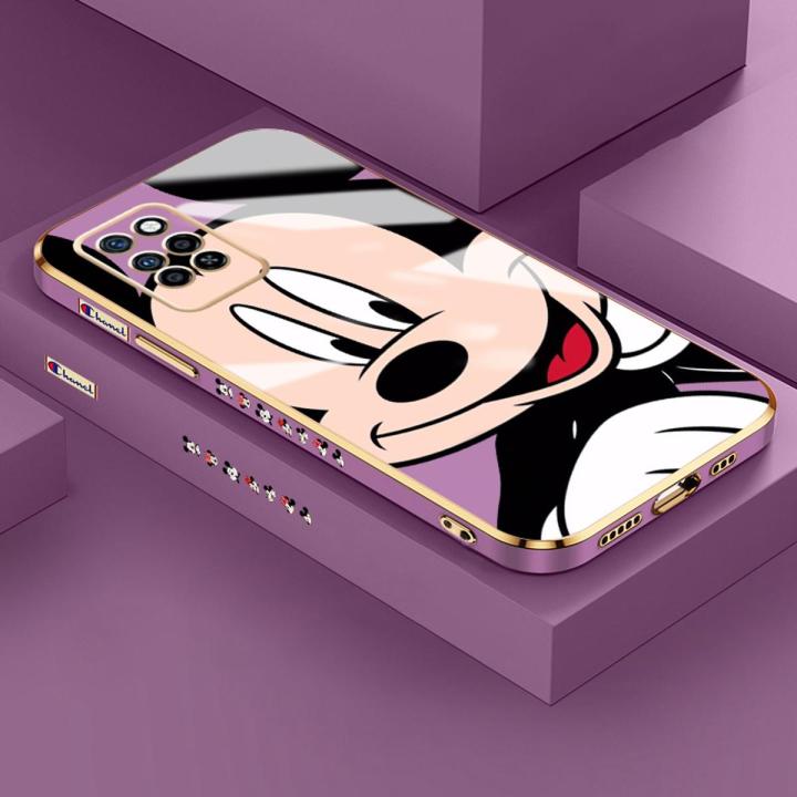 YIWESAN Case For Infinix Note 10 Pro NFC Case Cartoon Mickey Mouse Side Design Phone Case Square Edge Pattern Silicone Softcase Luxury Plating Casing Full Cover Camera Shockproof Protection Cases