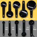 10pcs Black Plastic Measuring Cups and Spoons Set, Accurate Tablespoon for Measuring Dry and Liquid Ingredients, measuring spoons, measuring cups. 
