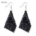 Korean Fashion Sequins Long Tassel Earrings Square Scaled Variable Earrings Party Latin Dance Earrings Wholesale. 