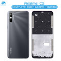 Realme C3 Housing Middle Frame With Side Button and Camera Lens Complete Body Casing Replacement - Gray. 
