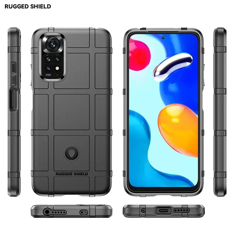 Rugged Armor Cover Per Xiaomi Redmi Note 11S / Note 11 4G: Custodia Morbida TPU Effetto Pelle, Antiurto E Antigraffio, Colore Blu