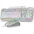 RGB Gaming Keyboard & Mouse Combo - 7 Colour Wired RGB Mouse and Keyboard Set - USB Wired Pack For PC & Laptop - White & Black. 