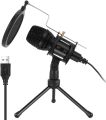USB Condenser Microphone, 192Khz/24Bit PC Computer Condenser Mic for Recording, Gaming, Streaming, Voice Over, YouTube, Twitch, Skype, Compatible. 