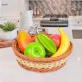 Rattan Bread Basket Wicker Woven Round Storage Basket Kitchen Bread Box Fruit Plate Trays Toys Storage Boxes Organizer Home Decor. 