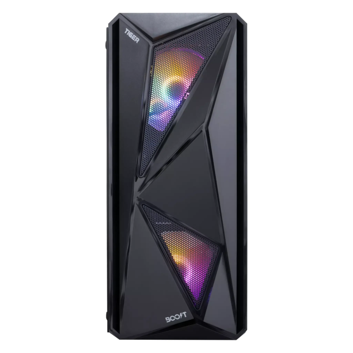 Boost Tiger Pro Gaming PC Case - High-Performance ATX Tower with RGB Lighting and Enhanced Cooling System with 3 Fans